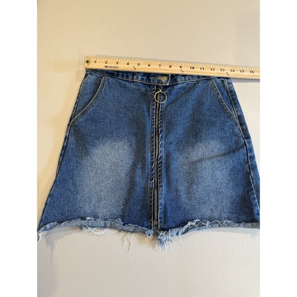 Sage The Label Skirt Womens Medium Denim Pockets Raw Hem Western Vacation Travel - Picture 4 of 5